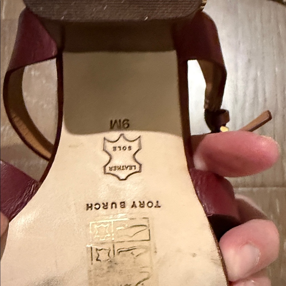 Tory Burch Burgundy Strappy Sandals - Picture 3 of 6